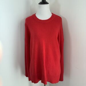 Tahari Red Sweater XL Hi-Low Long Sleeve Crew Neck Quiet Luxury Winter Holidays